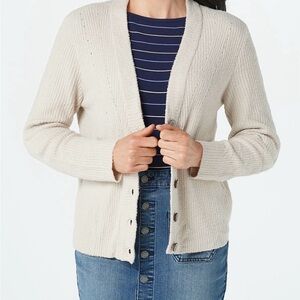 Barefoot Dreams Bisque  Cozy Chic Lite Ribbed Button Front Cardi. Small